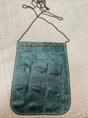 Leatherock Women's Teal Crossbody Bag with Metal Bead Chain Strap